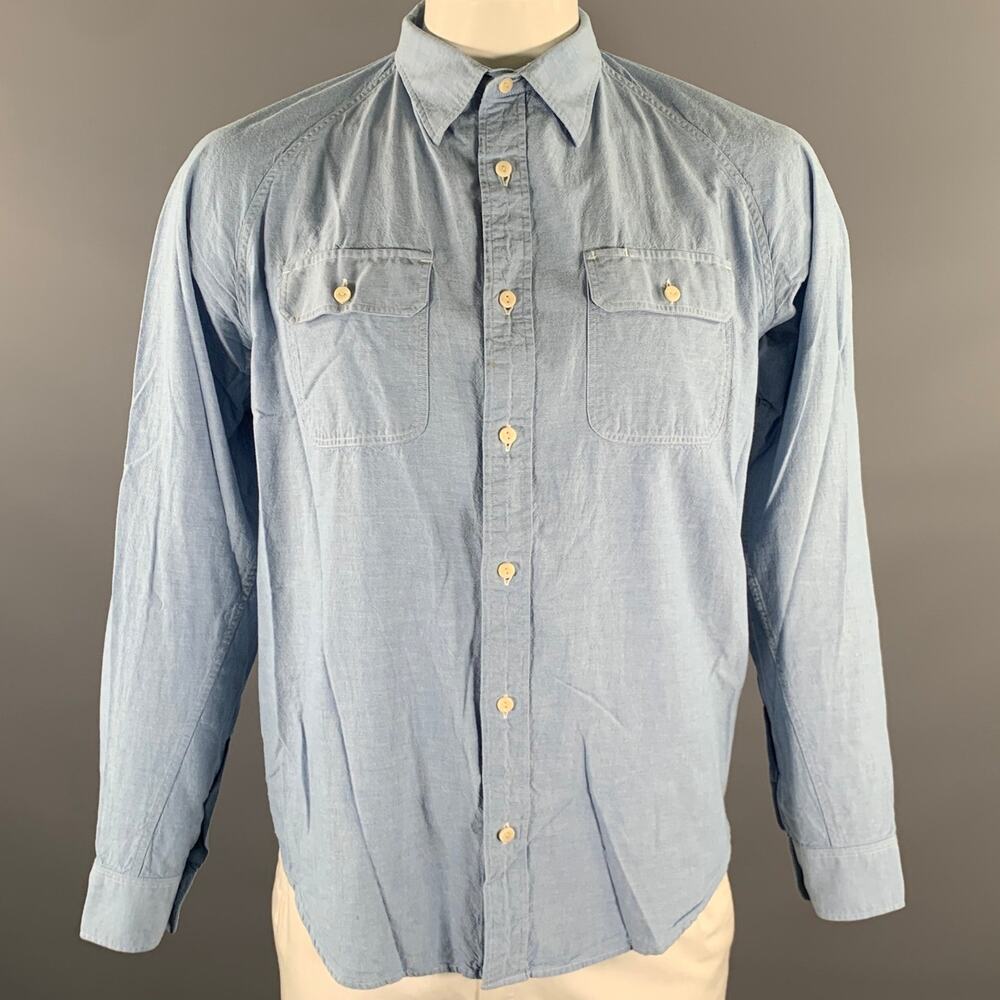 HEIMAT Size L Blue Heather Raglan Long Sleeve Shirt